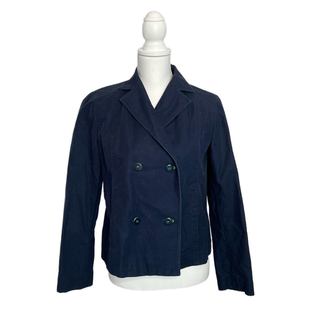 Womens Double Breasted Navy Jacket 100% Cotton Size 8‎